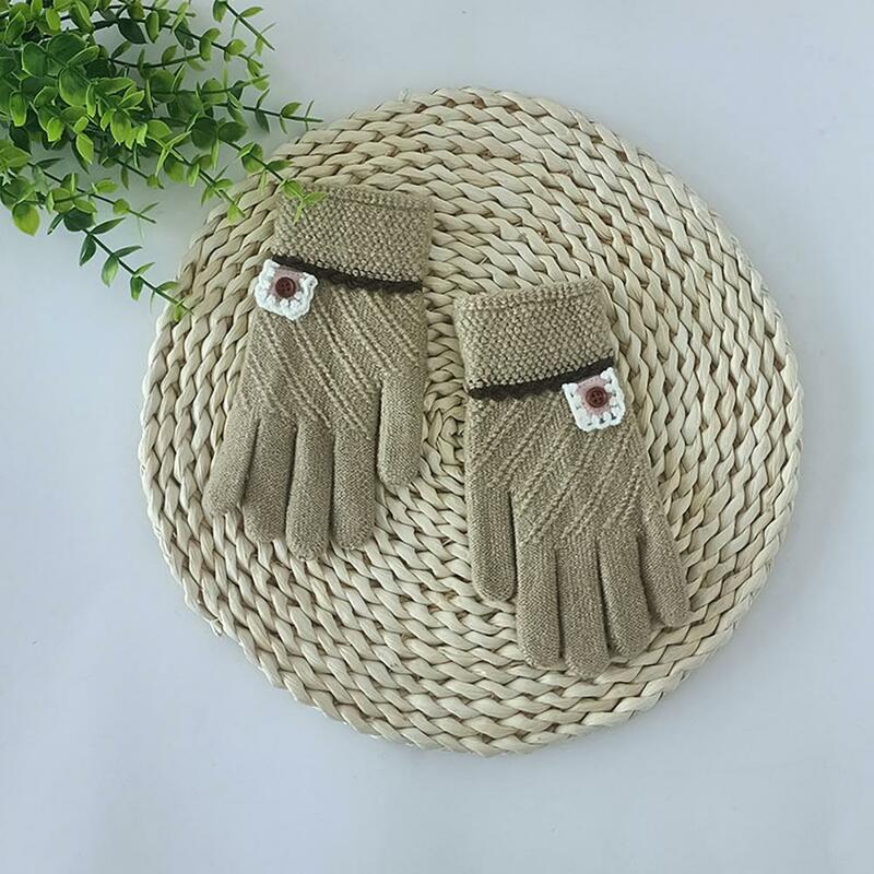 Knitted Gloves Comfortable to Wear Knitted Fabric Stretch Child Kids Wearing Gloves Child Gloves Warm Gloves 1 Pair