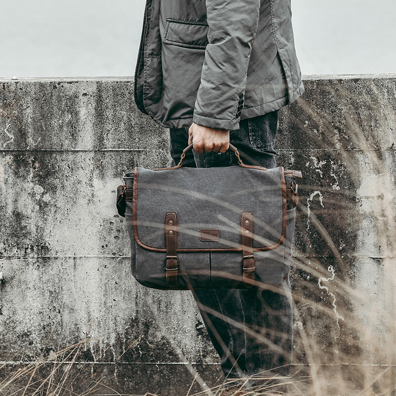 Moda donna Vintage slip Canvas 14 pollici borse per Laptop borsa a tracolla portatile per uomo borsa a tracolla valigetta da lavoro