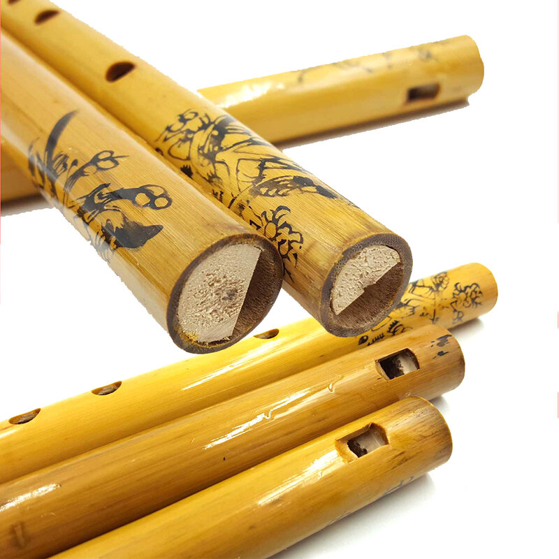 竹材の伝統的な6穴,44cm,垂直フルート,楽器