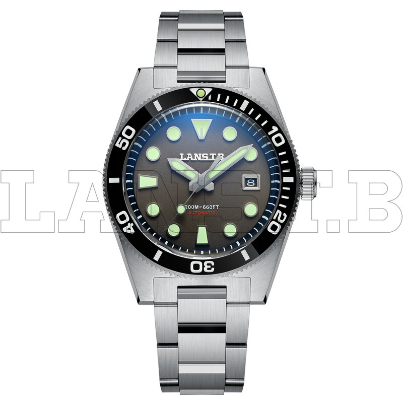 LANSTB-スポーツ時計 メンズ, 新しい機械サファイア夜光時計, 防水ダイバー時計, 高級ステンレス スチール時計