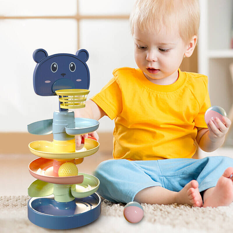 Montessori Rolling Ball Toys para bebés, Atividade educativa Brinquedos empilháveis, Jogos de desenvolvimento, 1, 2, 3 Anos