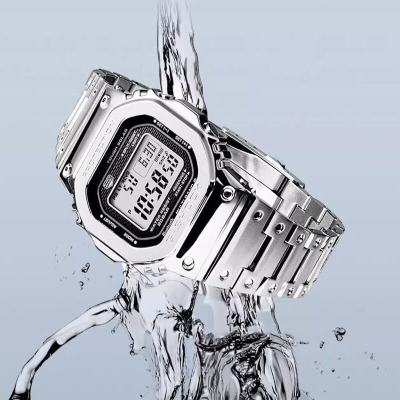 Мужские часы серии G-SHOCK, маленькие квадратные многофункциональные уличные спортивные противоударные из нержавеющей стали с двойным дисплеем