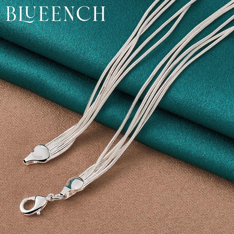Blueench 925 Sterling Silver Multi Chain Snake Chain collana con sfera lucida per le donne proposta gioielli Glamour moda matrimonio