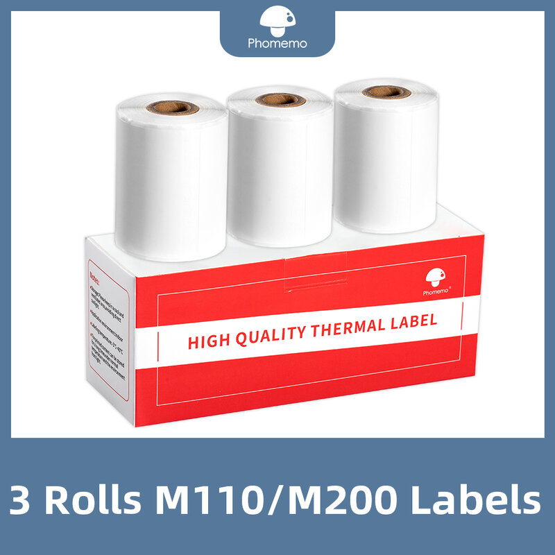 Phomemo M110/M200/M220 Square Thermal Paper Multi-Purpose Self-Adhesive Label for Barcode Label, DIY Logo Design, Jar Label