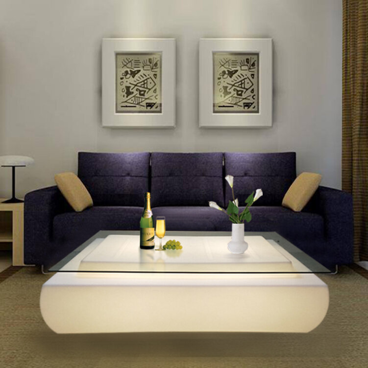 Luminous Bench Lounge Chair com lâmpada da noite, mesa de salão, iluminação a cores RGB, bar romântico, hotel e resort, sofá mesa
