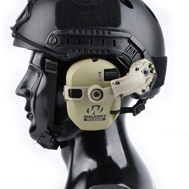 Walker's Headset pisau cukur, dudukan Headphone taktis olahraga Impact dengan rotasi 360 derajat dan dapat diregangkan untuk helm cepat