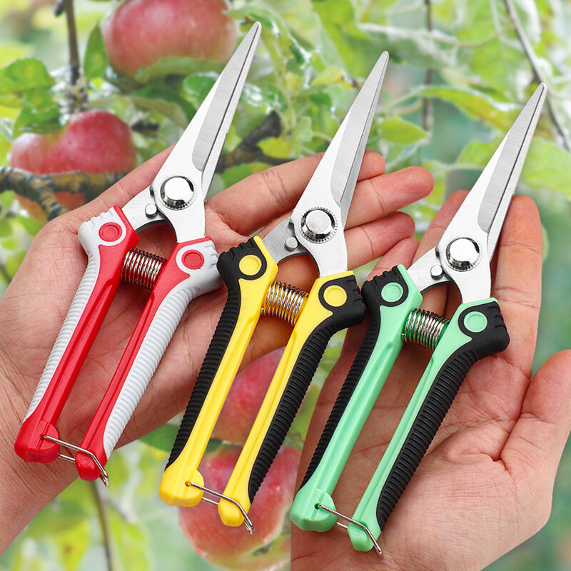Pruner Gardening Hand Pruning Shear Straight Stainless Steel Blades Ultra Sharp Garden Scissors For Flowers Harvesting Fruits