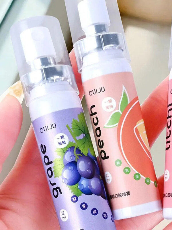 Spray fresco oral para ambientador bucal, hálito fresco, hálito fresco, fruta, pêssego, pêssego, sabor, fragrância, portátil, cuidado oral, cheiro 5, 22ml