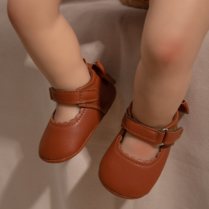 Обувь для маленьких девочек KIDSUN, нескользящая обувь с резиновой подошвой и бантом, платье принцессы, свадебная обувь, обувь для новорожденных, обувь для первых шагов, кроватки