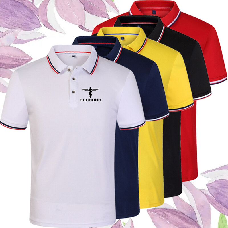 HDDHDHH-Polo de manga corta con estampado de marca para hombre, ropa de Golf de verano, blusa informal de Color sólido