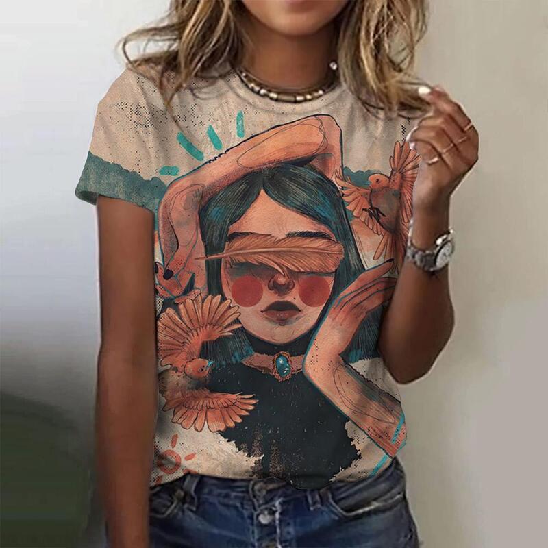 Женская футболка в стиле Харадзюку, Винтажная футболка с коротким рукавом и круглым вырезом, Забавный Топ, Женская одежда оверсайз