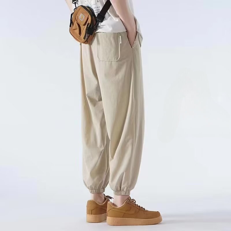 Calça solta estilo japonês masculina, retalhos simples, bolsos com tudo a combinar, streetwear masculino, moda clássica, primavera, outono