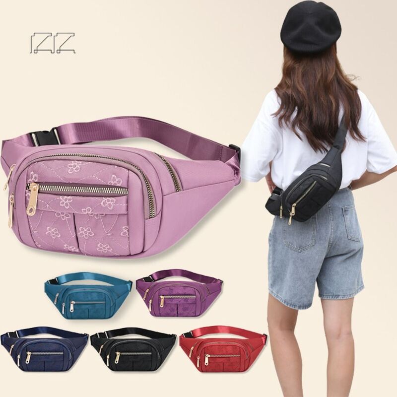 Bolsa de peito multifuncional para mulheres, bolsa esportiva unissex, bolsa para celular, compartimento múltiplo, nylon, 6 cores, moda