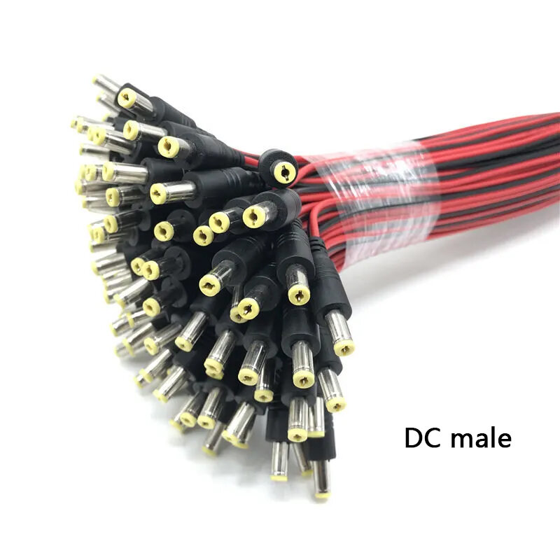 10pcs Male Female DC Power Cable Connector 5.5x2.1mm Plug Wire 2pin Adapter Cable 5.5*2.1mm 2 Pins Jack TV LED Tape Strip Light