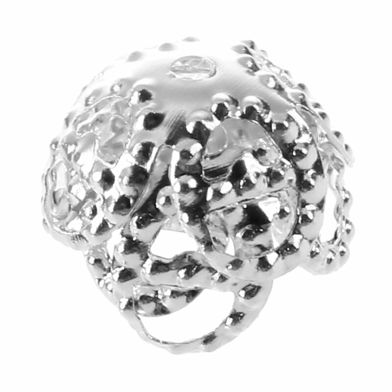100-teilige silberne 4-Blatt-filigrane Perlen kappen für riesige Perlen für die Schmuck herstellung (8mm)