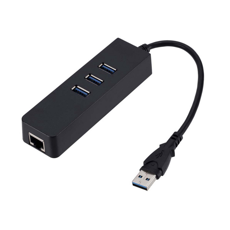 Adaptador USB 3.0 Gigabit Ethernet, 3 Portas, Rj45 Lan, Placa de rede para Macbook, Mac, Desktop