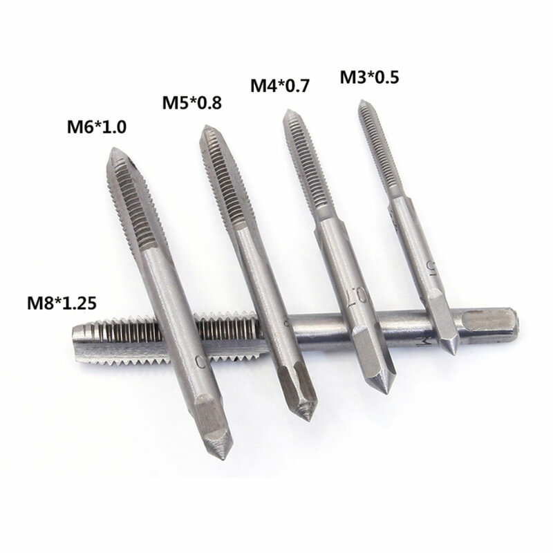 6 pces metric thread tap máquina de broca parafuso plugue torneira broca conjunto de ferramentas manuais m3 m4 m5 m6 m8 com t-tipo chave