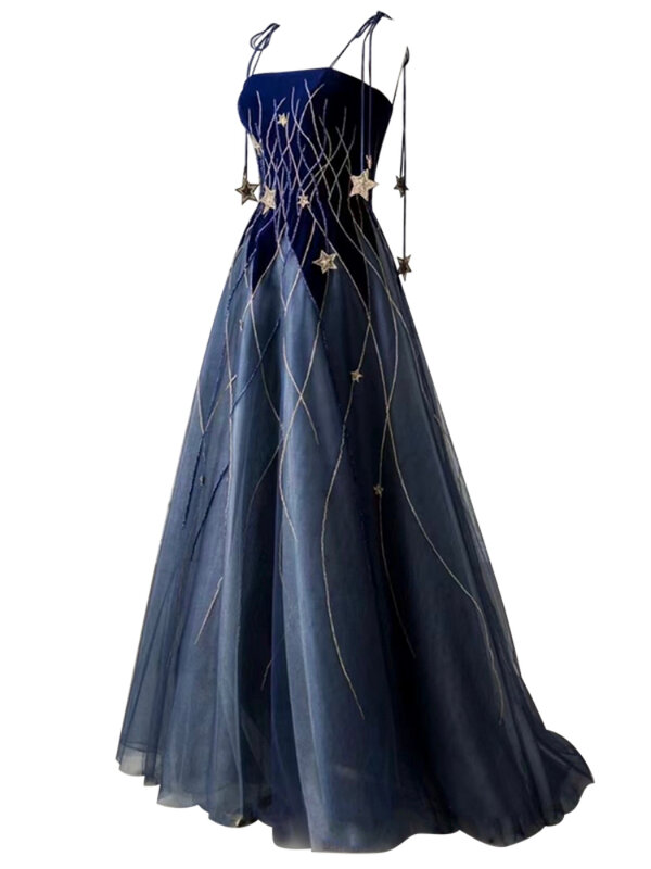 Pettiskirt azul marino vestido de noche para banquete superior, boda, Reunión Anual, examen de arte, Anfitrión, pasarela