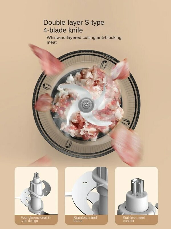 Meat grinder, household electric small stuffing machine, multi-function meat grinder, garlic paste mixer, food supplement