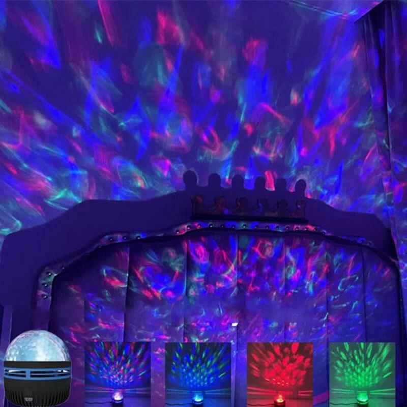 LED Night Lights Northern Lights And Ocean Waves Projector Remote Control USB Bedroom Light Projector Aesthetic Room Decor