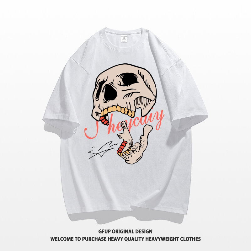 T-shirt surdimensionné graphique en coton pour hommes, vêtements de médicaments College tête de mort, streetwear Harajuku, vêtements vintage foncés, été, Y2K