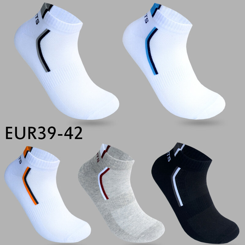 Calcetines cortos de malla transpirable para hombre, medias deportivas de algodón, tobilleras, para verano, lote de 5 pares, 10 unidades