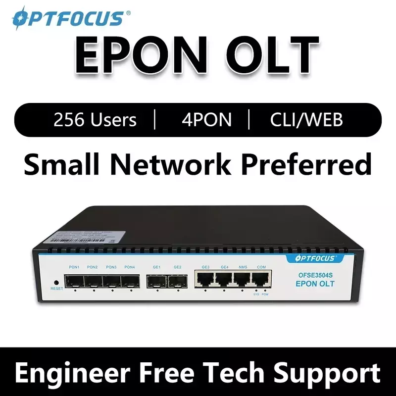 OPTFOCUS-Déchets EPON OLT 4PON PX20, 7dB, 9dB, 1G, compatibles avec toutes les marques d'ONU, 256 utilisateurs, livraison gratuite