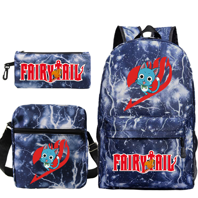 Fairy Tail Backpacks Boys Girls Bookbag Anime 3 PCS/set Mochila Students School Bag Men Women Laptop Bag Teens Daily Rucksack