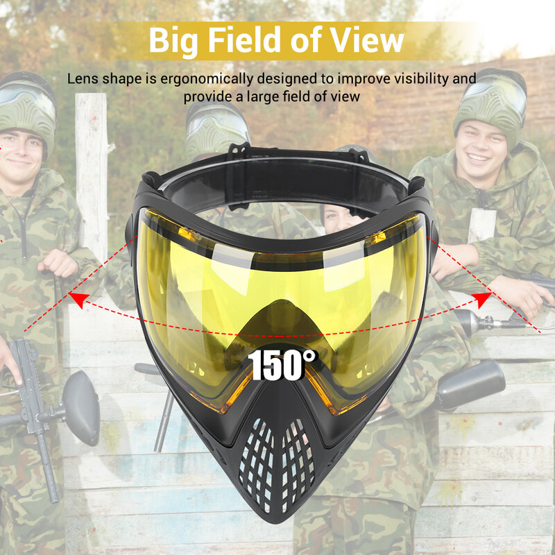FMA Máscara Facial completa com camada única, Paintball Segurança, Máscara protetora, Anti-Fog Goggle, Outdoor Tactical Airsoft Equipment, F1