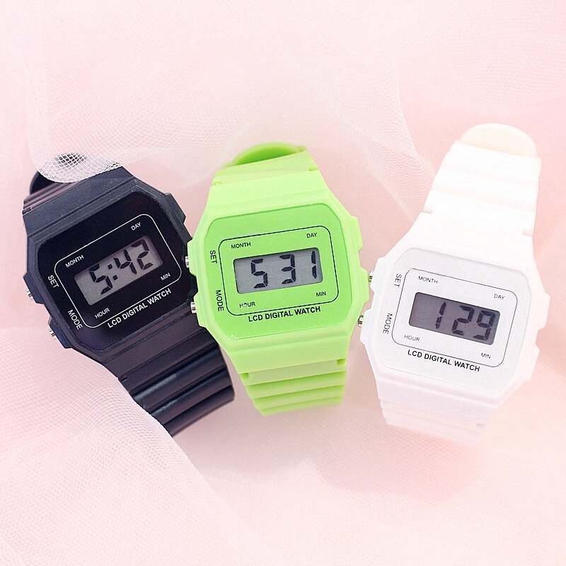 Детские цифровые спортивные светодиодные часы Kegllect, модные студенческие Аналоговые женские часы