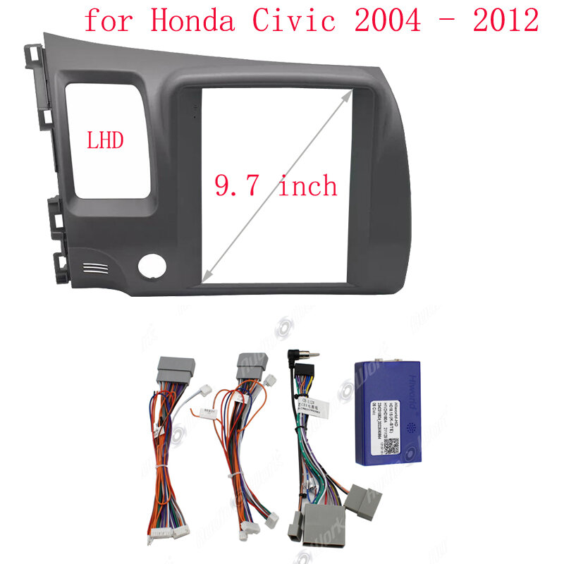 Fascias d'autoradio pour Honda Civic, cadre de limitation de style de placements, lecteur vidéo, navigation DVD, garniture de panneau, 9.7 pouces, 2 Din, 2006-2011