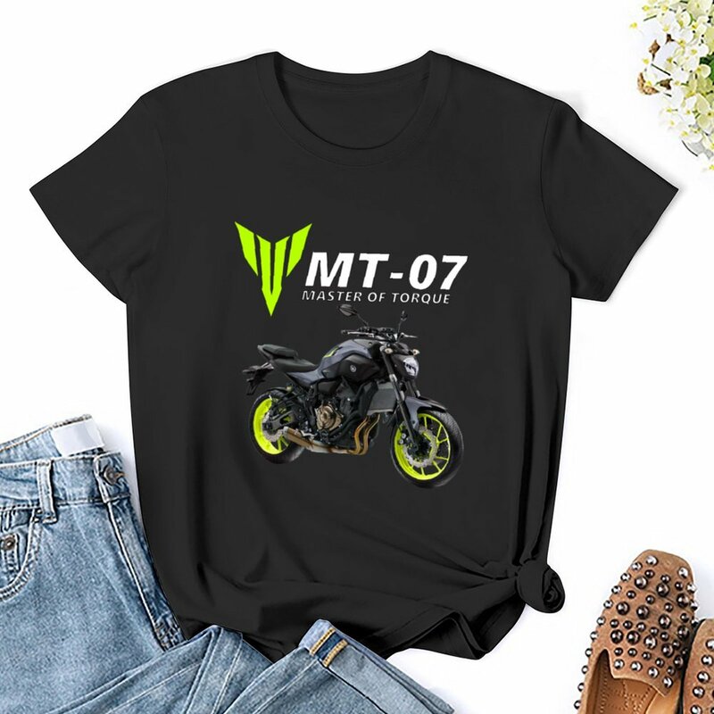 Vintage moto t-shirt para mulheres, roupas engraçadas, MT-07