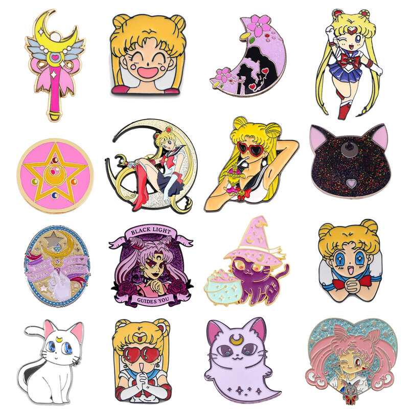 Cute Manga Pins para mulheres, broches, lapela Pins, esmalte Pin, mochilas, acessórios de jóias, presente, moda