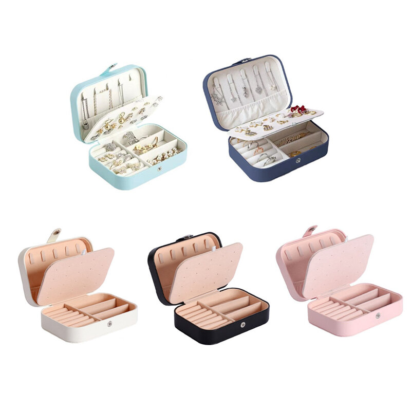 Portable Travel Pu Leather Jewelry Box, Colar Brincos e Organizador Anel, Display Storage Case, Grande Capacidade