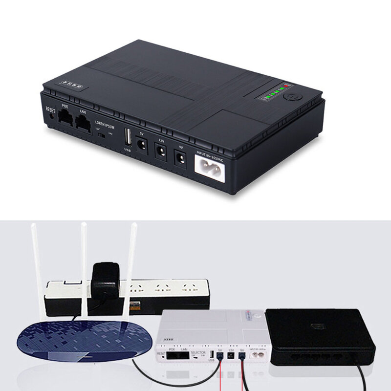 10400mAh Mini UPS portatile 5V-12V gruppo di continuità per WiFi, Router di grande capacità Power ups 12v c.