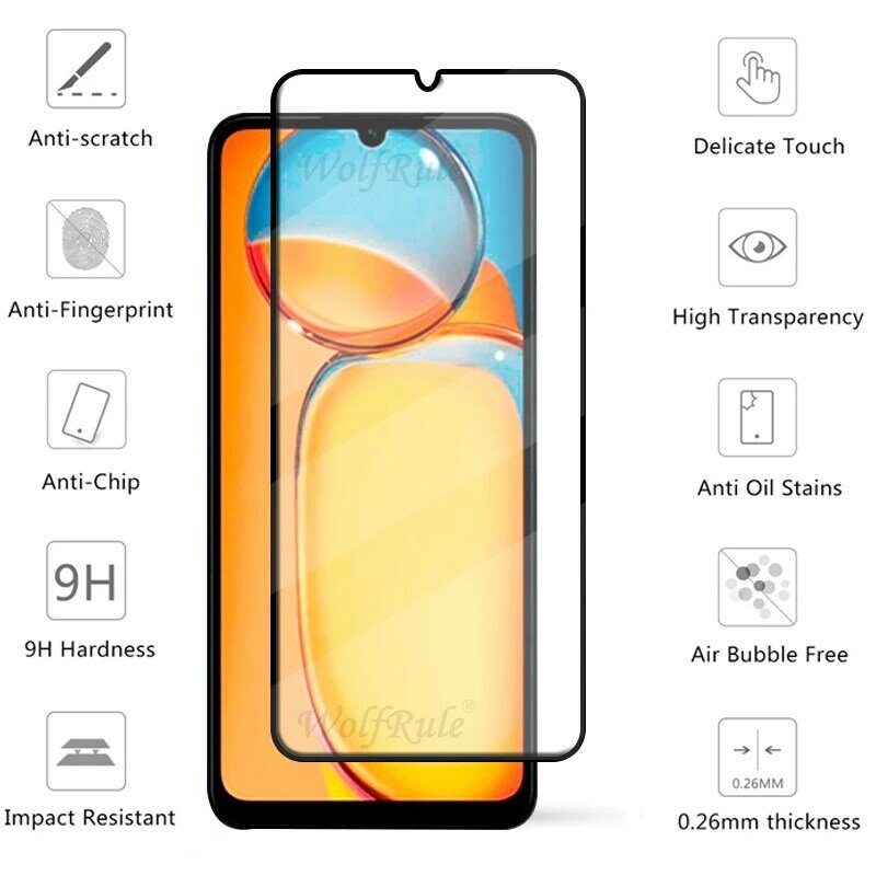6-in-1 For Xiaomi Redmi 13C Glass For Redmi 13C Tempered Glass 9H Protective Screen Protector For Redmi 10 9C 10C 13C Lens Glass