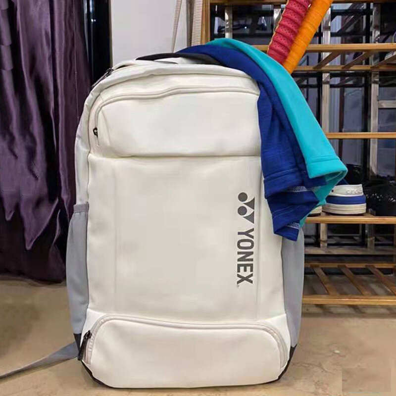 YONEX tas ransel raket Badminton uniseks, olahraga tahan air 2 buah tas bahu tenis dengan kompartemen sepatu desain ergonomis untuk pria dan wanita