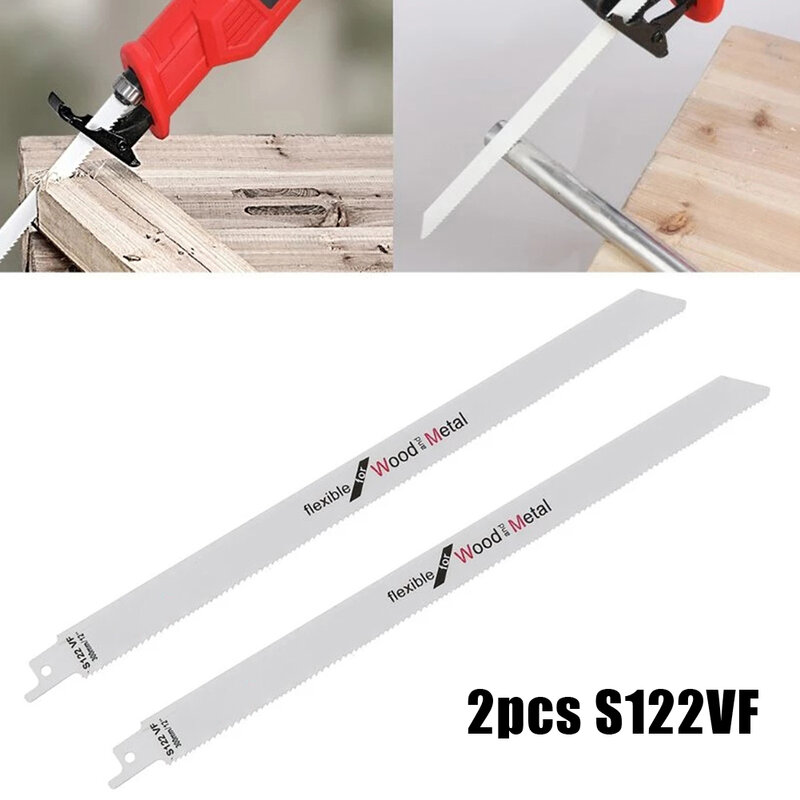 Hojas de sierra recíproca HCS S122VF, herramienta de corte de Metal, tubo de PVC y madera, Flexible, 300mm, 2 unidades