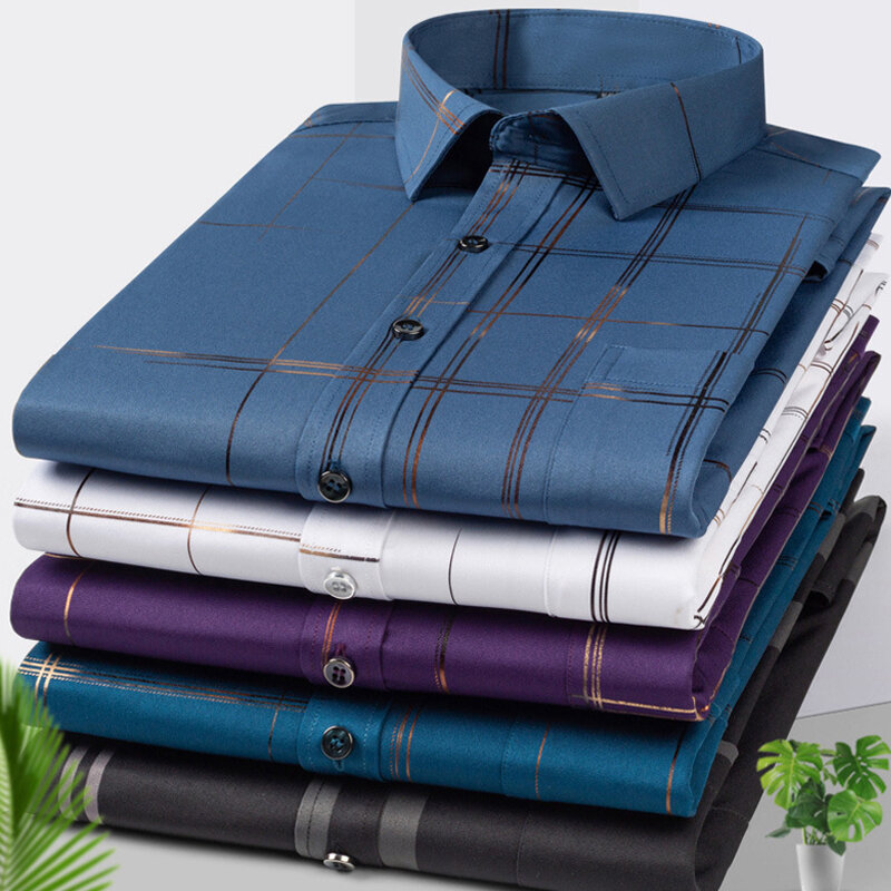 メンズ長袖フィットカジュアルシャツ,伸縮性のある生地,サイズ6xl,春と秋,2023新作