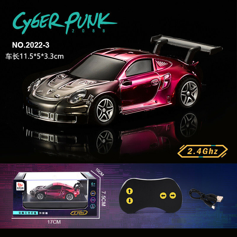 2022 1/43 Super Small Mini Gold-plated Racing Light Pocket Remote Control Car 2.4G Model Car
