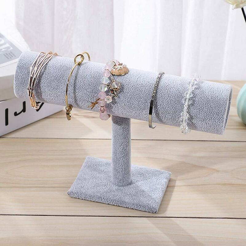 Single Tier Velvet Bracelet Chain Watch T-Bar Rack Jewelry Hard Display Stand Holder Jewelry Organizer High Qualitydisplay Stand
