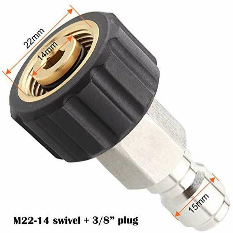 Tpaitlss M22 14Mm Adaptor Sambungan Cepat Pencuci Tekanan Steker Inlet 3/8 Inci Kuningan Tinggi