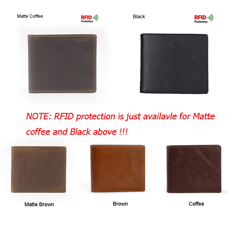 Мужской винтажный бумажник из натуральной коровьей кожи с блокировкой RFID, мужской кошелек ручной работы, кошелек для монет, короткий кошелек
