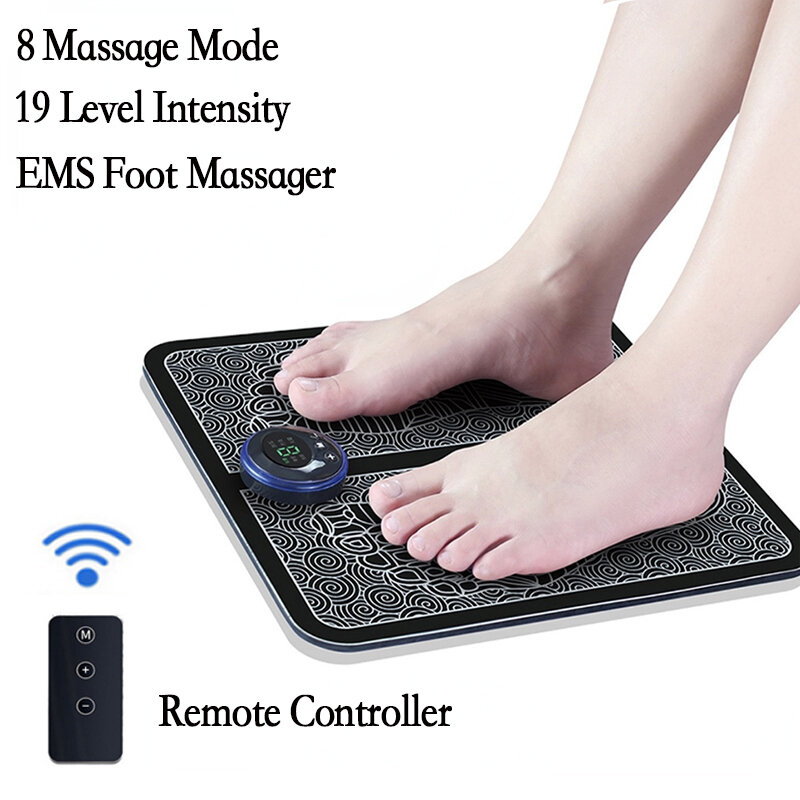 Almohadilla masajeadora de pies EMS remota, esterilla de masaje de Estimulación Muscular Eléctrica portátil, mejora la circulación sanguínea, alivia el dolor, relaja los pies