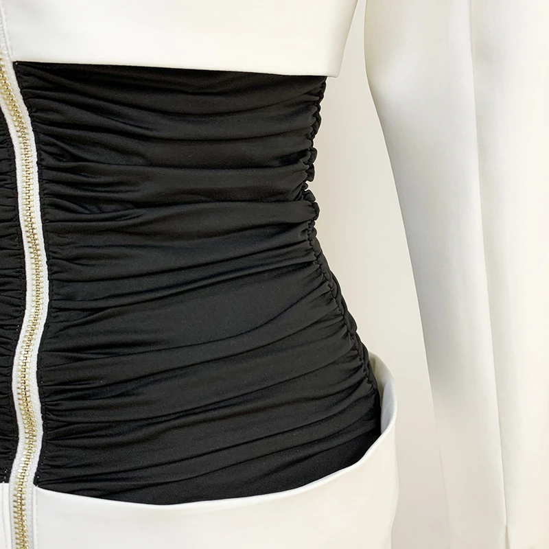2023 di alta qualità più nuovo vestito di design tasche a maniche lunghe da donna Color Block Smocked vita Patchwork Dress
