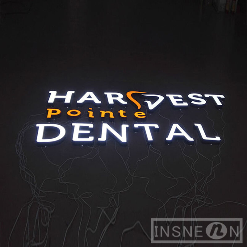Akrilik bercahaya huruf 3D karakter bercahaya lampu dua sisi tahan air papan iklan perusahaan led tanda Logo kustom