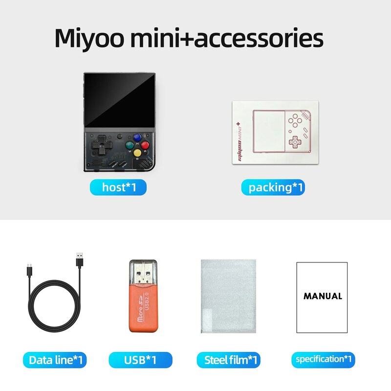 MIYOO-Mini Plus وحدة تحكم الألعاب المحمولة باليد ، V2 Mini + IPS الشاشة ، وحدة تحكم ألعاب الفيديو الكلاسيكية ، نظام لينكس ، هدية للأطفال