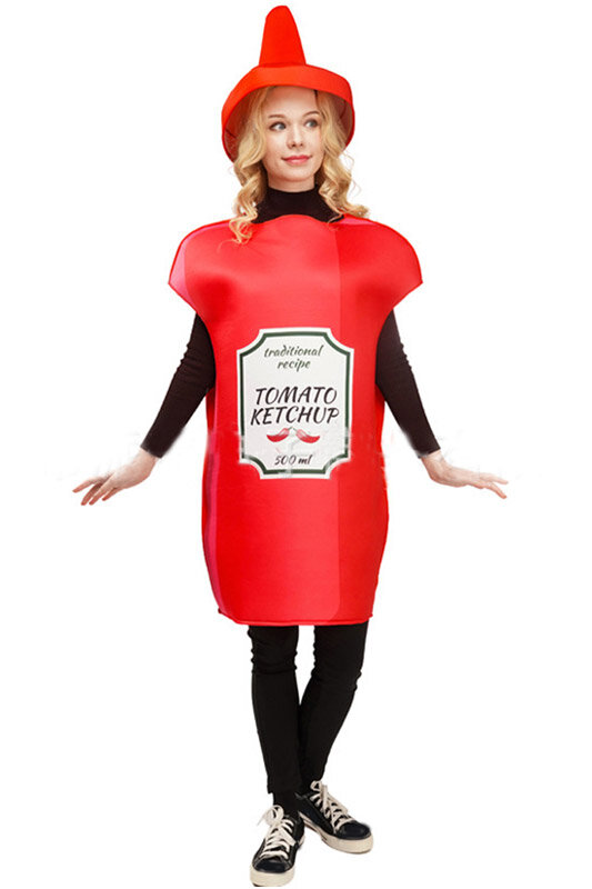 Ketchup senape Cosplay Unisex adulto Costume donna uomo cibo divertente Roleplay coppie Fantasia Halloween gioco di ruolo vestito operato