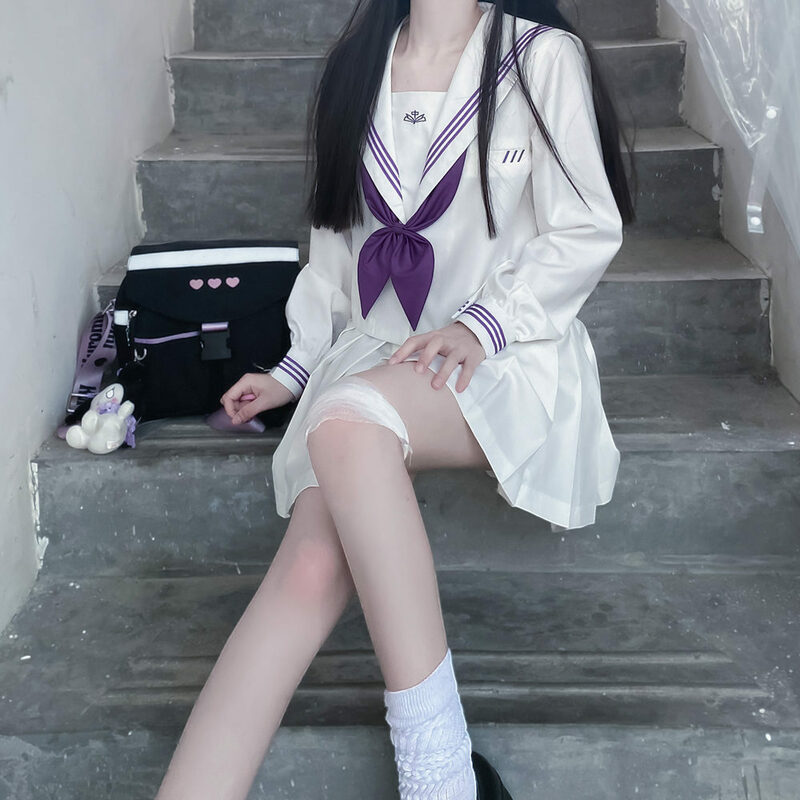 귀여운 일본 스타일 JK 유니폼, 일본 학생 JK 세일러 세트, 긴팔 중간 세트 코스프레 친화적 코스튬