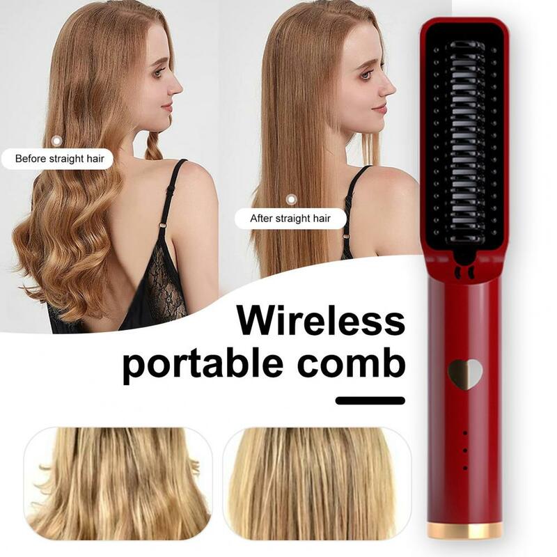 Rozczesywanie grzebień do włosów przenośna szczotka do prostowania włosów bezprzewodowa z technologią szybkiego nagrzewania przed puszystymi włosami dla kobiet